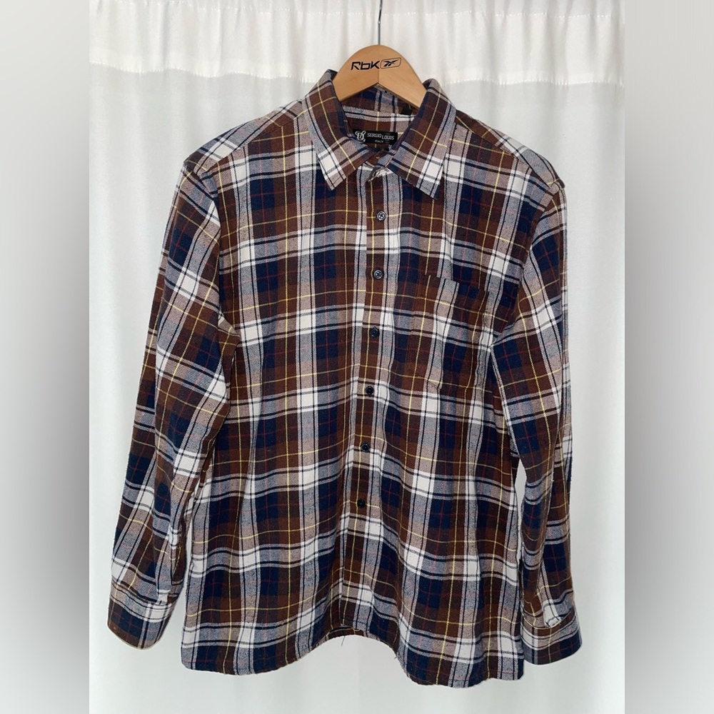 Sergio Louis Italy classic fit flannel button down men’s L large 16-16.5 plaid